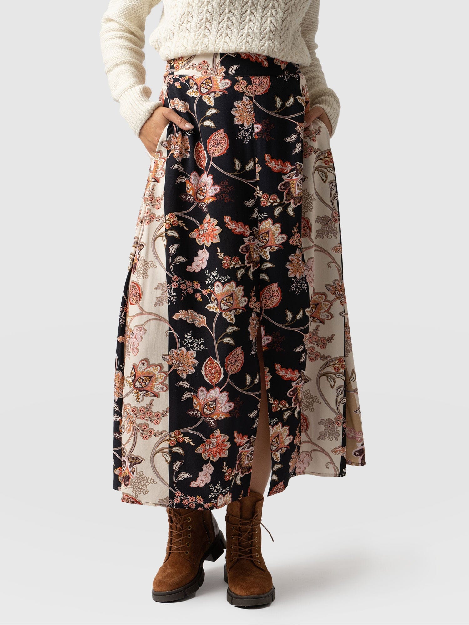Marina Midi Skirt - Paisley Stripe